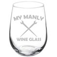thumbnail image 1 of Wine Glass Goblet My Manly Wine Glass Funny Dad Father Husband Gift (17 oz Stemless), 1 of 1