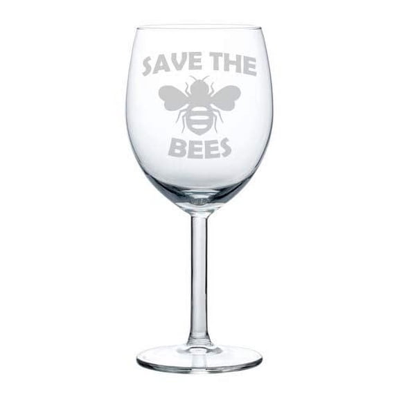 Wine Glass Goblet Save The Bees (10 oz)