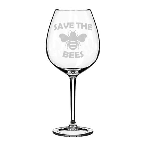 Wine Glass Goblet Save The Bees (20 oz Jumbo)