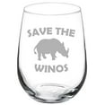 thumbnail image 1 of Wine Glass Goblet Save The Winos Rhinoceros Rhino Funny (17 oz Stemless), 1 of 1