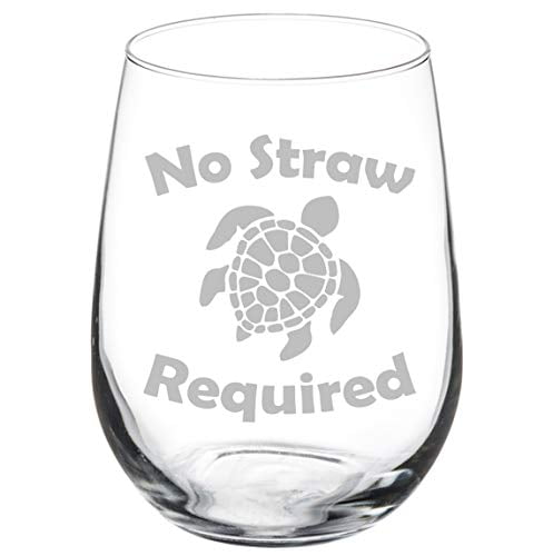 Sea Turtle Etched 17 oz Crystal Stemless Wine Glass