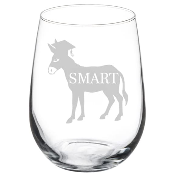 Wine Glass Goblet Smart Ass Donkey Funny Grad Graduation Gift (17 oz Stemless)