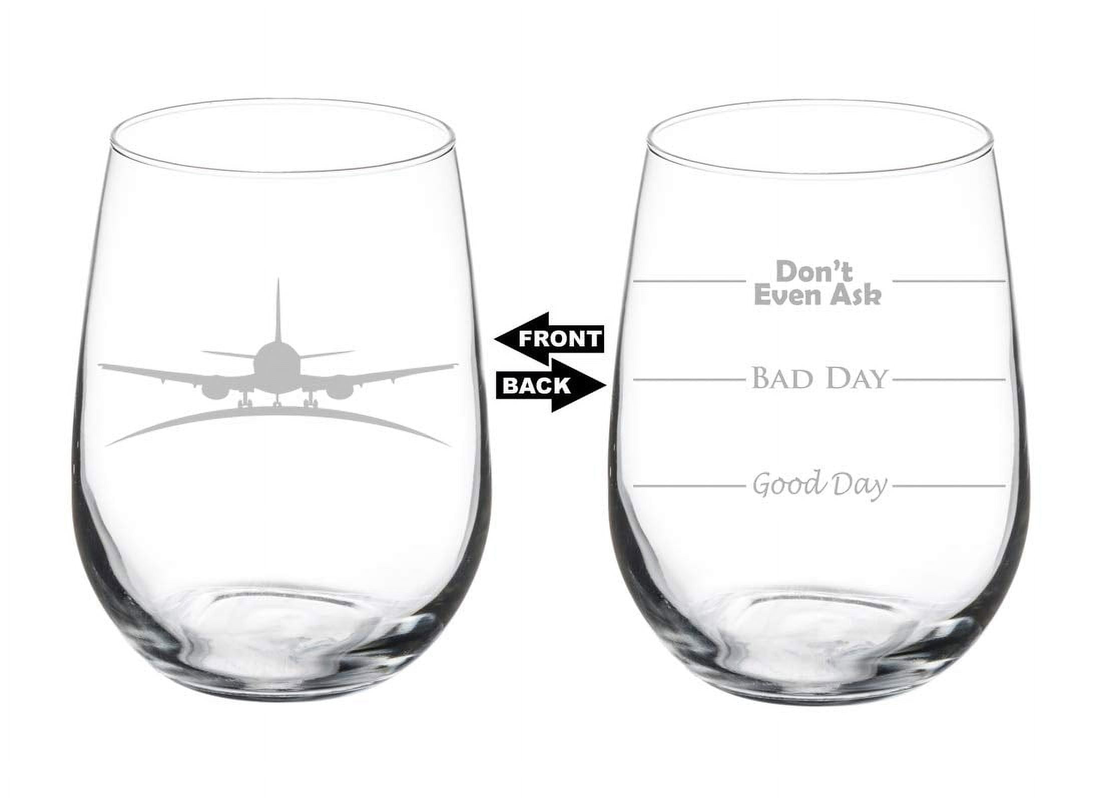 Wine Glass Goblet Two Sided Airplane Pilot Flight Attendant (17 oz  Stemless) - Walmart Business Supplies