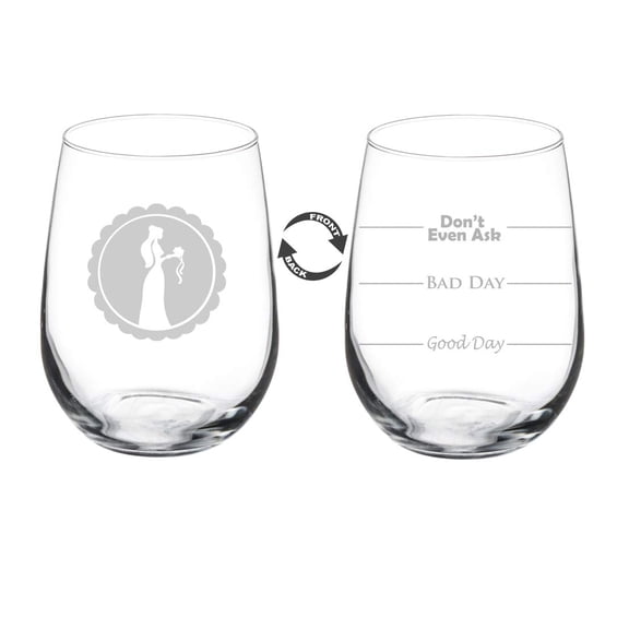 Wine Glass Goblet Two Sided Good Day Bad Day Don't Even Ask Wedding Coordinator Event Planner (17 oz Stemless)