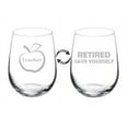 thumbnail image 1 of Wine Glass Goblet Two Sided Retirement Gift Retired Teach Yourself Funny Teacher (17 oz Stemless), 1 of 1