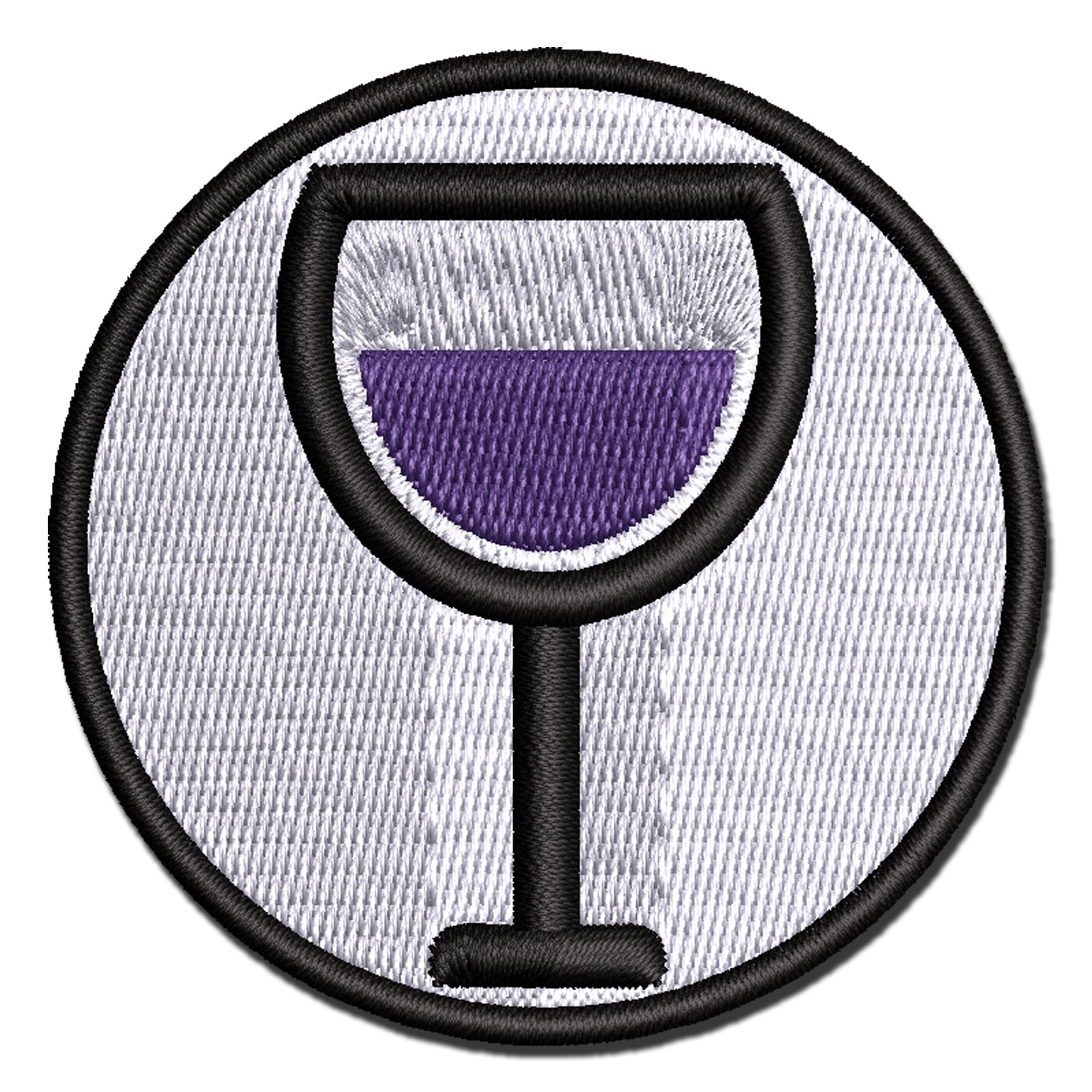 Wine Glass Half Full Applique Multi-Color Embroidered Iron-On Patch - 3.5 Inch Large