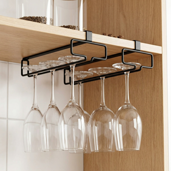 Wine Glass Holder 2PCS Stemware Rack Hanger Under Cabinet Wine Glass Rack Kitchen Hanging Storage Rack Organizewine rack cabinetr
