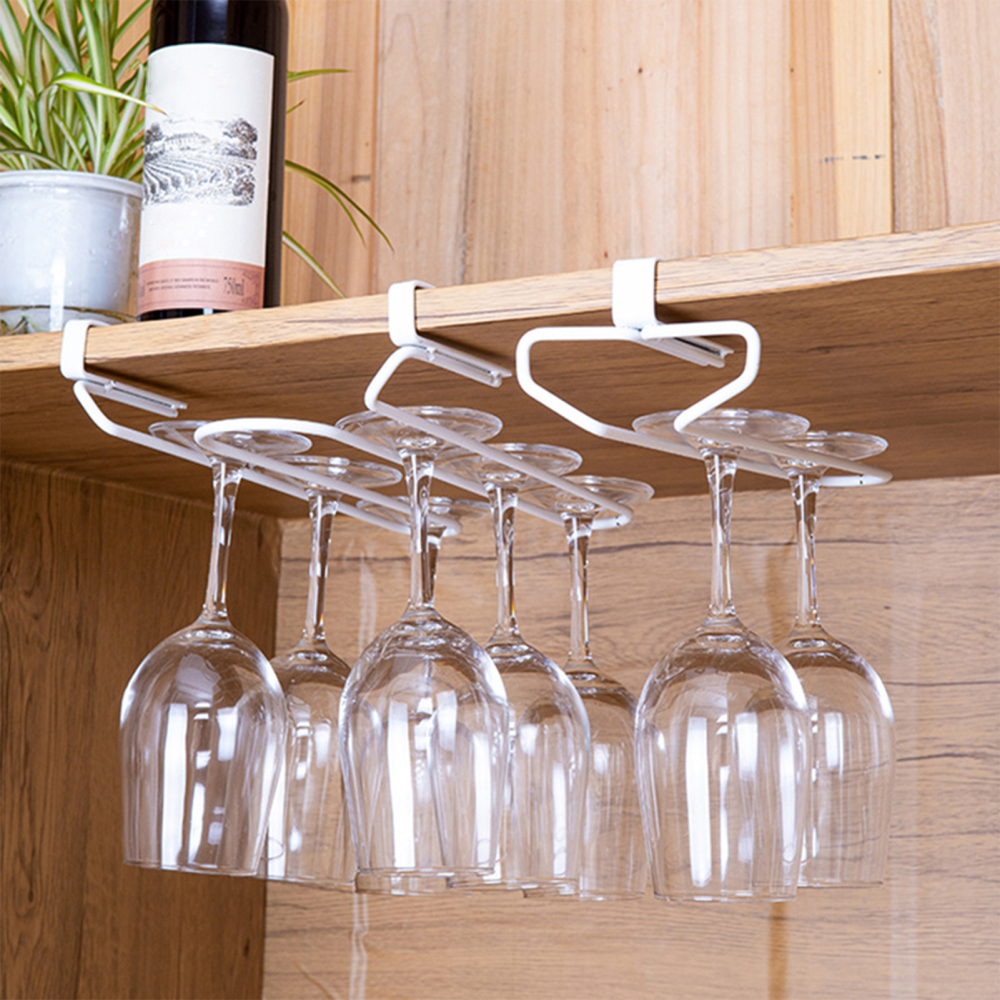 Wine Glass Holder Rack Under Dual Rails Glasses Stemware Hanger