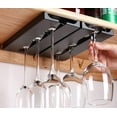 thumbnail image 1 of Wine Glass Holder Under Shelf Cabinet Wine Glass Rack Plastic Stemware Rack Glassware Drying Storage Hanger for Kitchen,Bar and Restaurant (Black-2Pack), 1 of 6