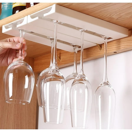 Wine Glass Holder Under Shelf Cabinet Wine Glass Rack Plastic Stemware Rack Glassware Drying Storage Hanger for Kitchen,Bar and Restaurant