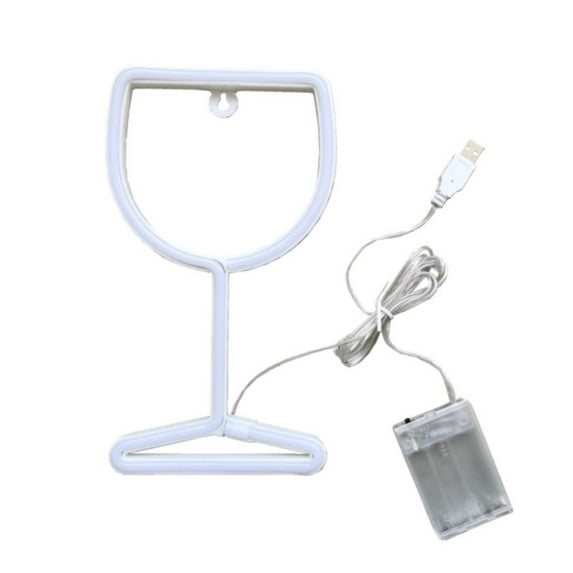 Wine Glass Light, USB or Battery Powered LED Neon Night Light, Wine Glass Night Light for Bedroom, Battery Powered LED Table Lamp for Decoration, Birthday Wedding Gift