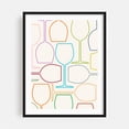 thumbnail image 1 of Wine Glass Line Art Color on Cream - Digital Art Line Art Modern Art Pattern Minimalist Geometric Pop Art Kitchen Decor Black Framed Wall Art Print 18 x 24 inches, 1 of 3