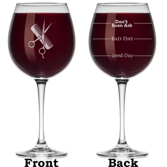 Wine Glass Mood Fill Lines Hairdresser Hair Stylist Scissors Comb (Large Stemmed, 20oz)