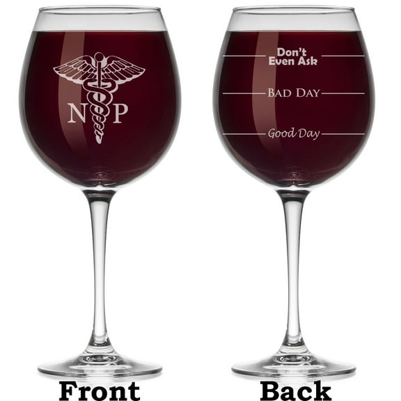 Wine Glass Mood Fill Lines NP Nurse Practitioner (Large Stemmed, 20oz)