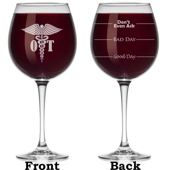 Wine Glass Mood Fill Lines OT Occupational Therapist (Large Stemmed, 20oz)