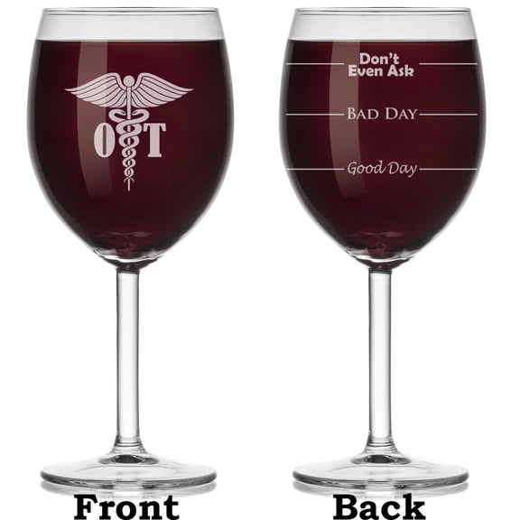 Wine Glass Mood Fill Lines OT Occupational Therapist (Stemmed, 10oz)