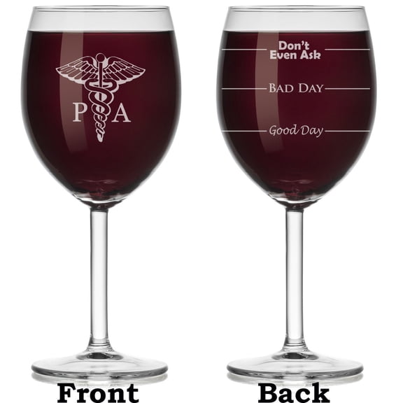 Wine Glass Mood Fill Lines PA Physician Assistant (Stemmed, 10oz)