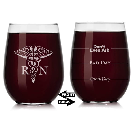 Wine Glass Mood Fill Lines RN Registered Nurse (Stemless, 17oz)