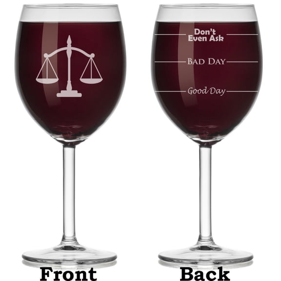 Wine Glass Mood Fill Lines Scales Of Justice Lawyer Attorney Paralegal (Stemmed, 10oz)