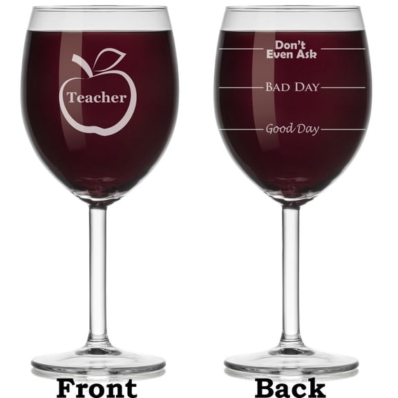 Wine Glass Mood Fill Lines Teacher (Stemmed, 10oz)