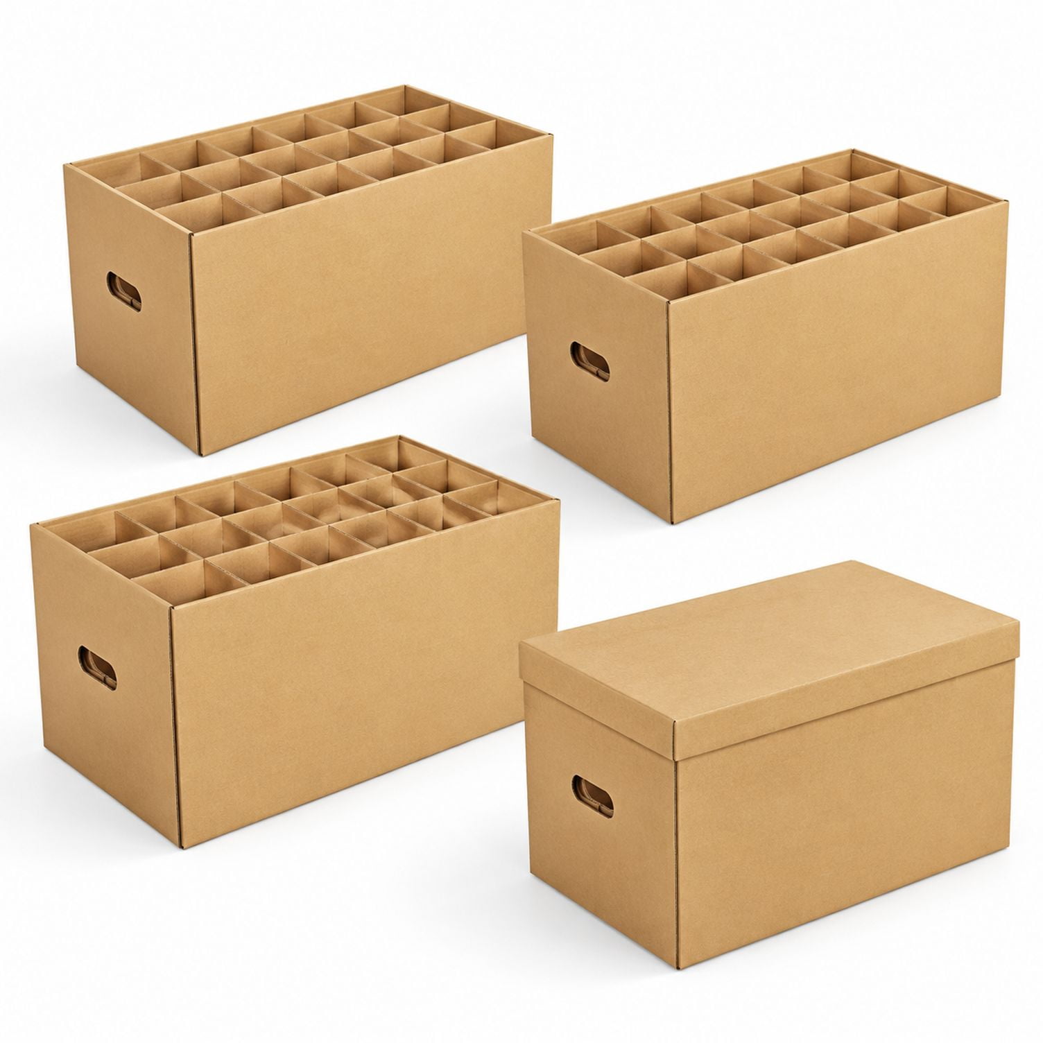 Wine Glass Moving Boxes with Dividers, 4 Pack, 24 x 12 x 11 Inches ...