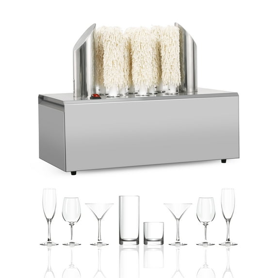 Wine Glass Polisher, Commercial Glass Polisher, Electric Winery Wine Glass Polishing Machine with 5/8 Polishing Cloth Washers, Stainless-Steel Glassware Polishing Machine for Hotels, Bars, Caterers