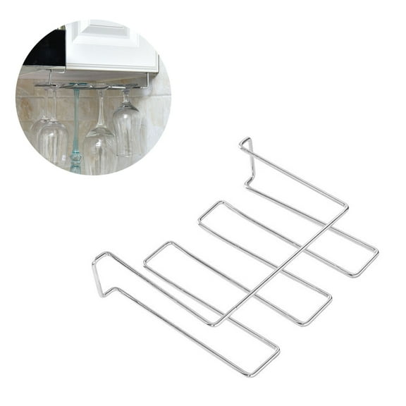 FONDOTIN Under Cabinet Silver Wine Glass Rack Stainless Steel Stemware Holder