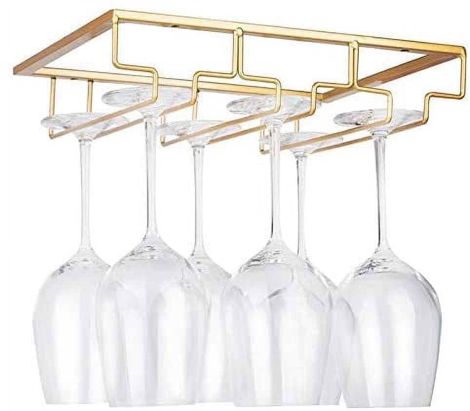 Wine Glass Rack - Under Cabinet Stemware Wine Glass Holder Glasses Storage Hanger Metal Organizer for Bar Kitchen Gold - Walmart.com