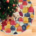 thumbnail image 1 of Wine Glass Watercolor Christmas Tree Skirt Stand Mat Waterproof Floor Protection Mat for Holiday Decoration, 1 of 6