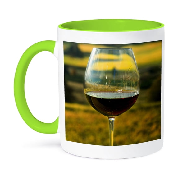 3dRose, Wine glass, Willamette Valley Vineyards, Oregon - US38 JMI0817 - Janis Miglavs, 15oz Two-Tone Green Mug