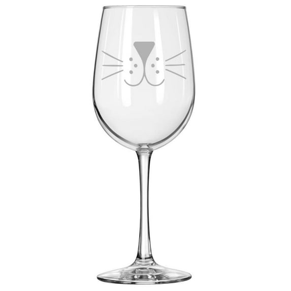 Wine Glass for Red or White Wine Cat Face Whiskers (16 oz Tall Stemmed)