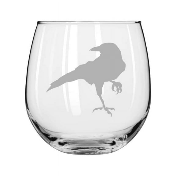 Wine Glass for Red or White Wine Crow Raven Blackbird (16 oz Stemless)