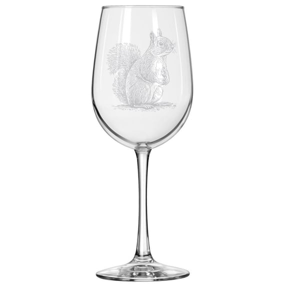 Wine Glass for Red or White Wine Gift Curious Squirrel (16 oz Tall Stemmed)