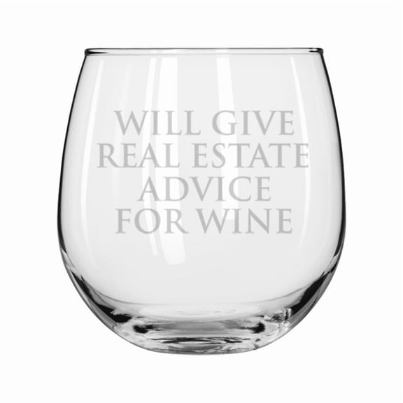 Wine Glass for Red or White Wine Gift Will Give Real Estate Advice For Wine Funny Realtor Real Estate Agent Broker (16 oz Stemless)