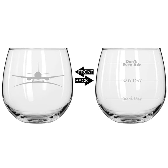 Wine Glass for Red or White Wine Two Sided Good Day Bad Day Don't Even Ask Airplane Pilot Flight Attendant (16 oz Stemless)