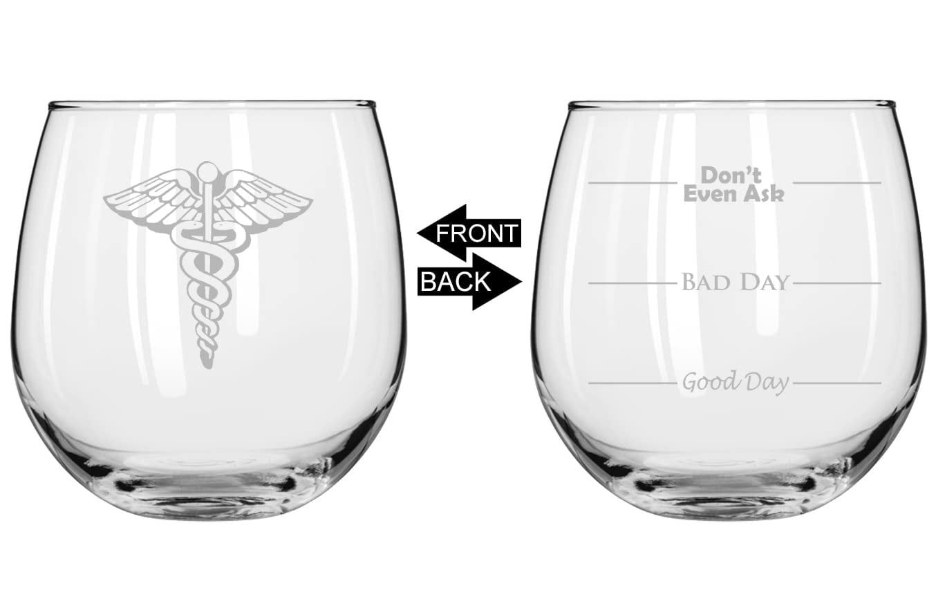 Funny RN Nurse Whiskey Glasses - Double Sided "Good Day Bad Day Don't Even Ask" Registered Nurse Gift
