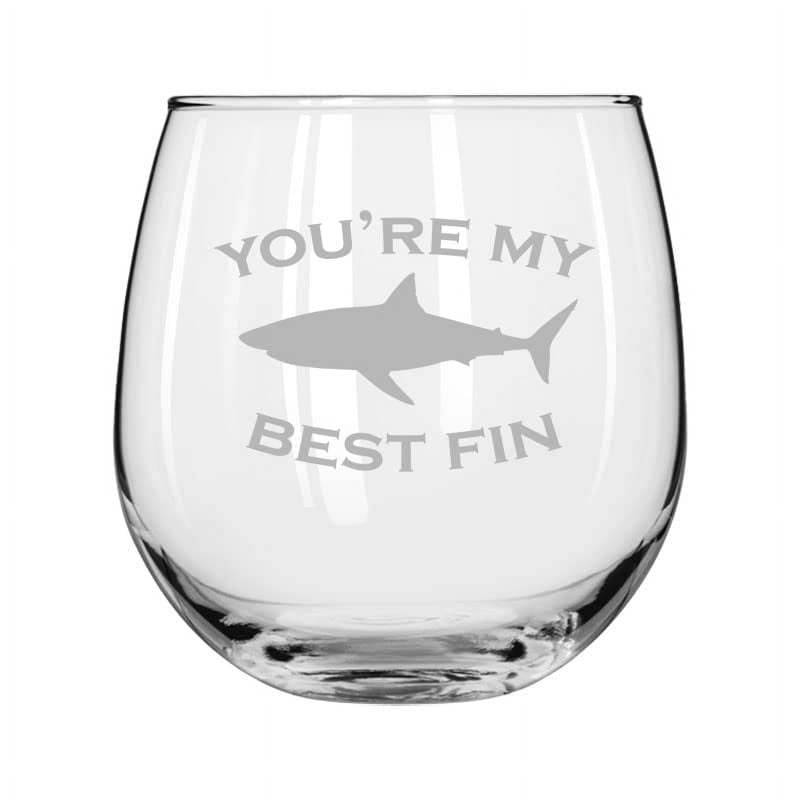 Novelty Wine Glasses Blue Shark Wine Glasses - 18oz (530ml), Hand Blown,  Unique Shark Inside Design, Set Of 2 Fun Drinking Glasses