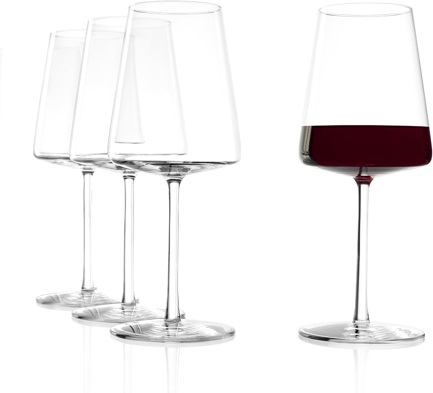 Power 18 oz. Clear Lead-Free Crystal Red Wine Glasses Set