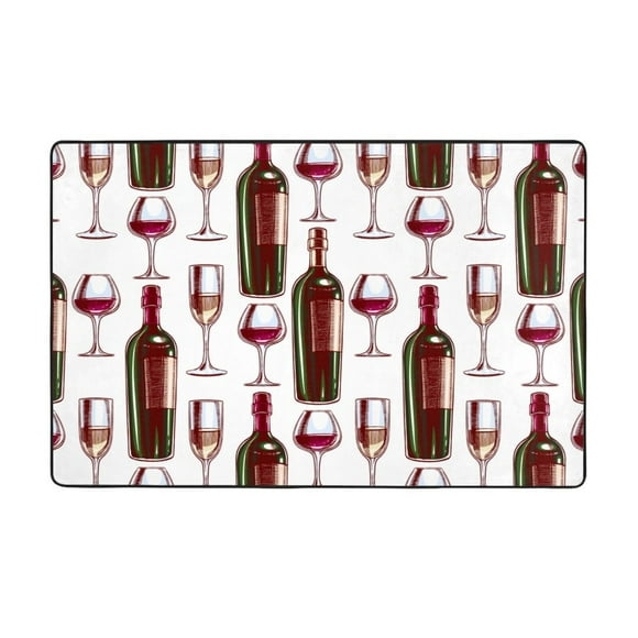 Wine Glasses and Bottles Prints Shaggy Area Rug, Rugs for Living Room Bedroom Non Slip Door Mat Indoor Carpet Machine Washable Nursery Home Decor Floor Mats for Entryway 60x39in-#