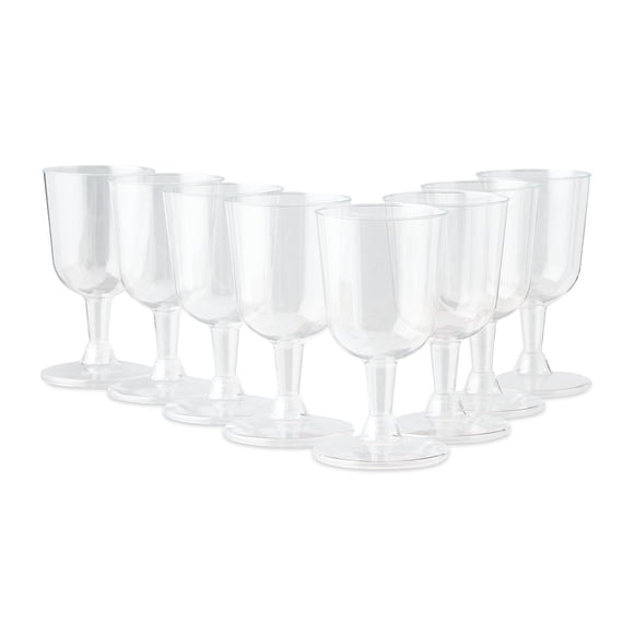8 Count, 6.3 FL OZ, 4.8 x 2.6 IN Clear Plastic Wine Glasses, by Way To Celebrate