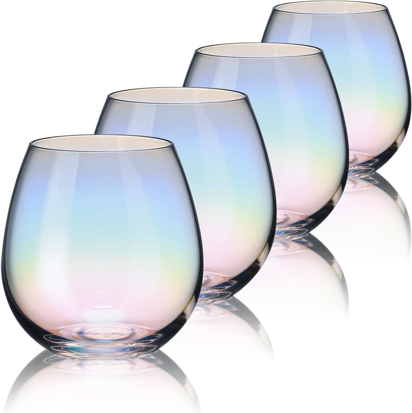 Wine Glasses Set - 4-Piece 20Oz Iridescent Hand Blown Red Wine Glasses ...