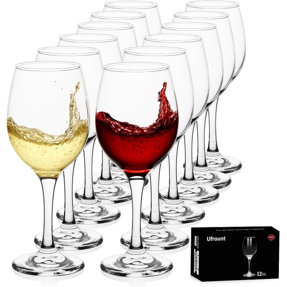 Wine Glasses Set of 12, 11 oz Clear Glass Set, Red/White with Pretty Gift Box for Birthday,Christmas,Party,Restaurant,Home Bar and Decorations