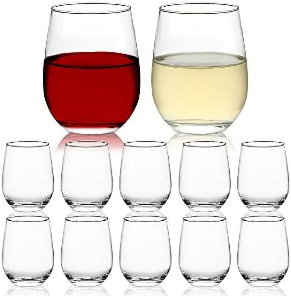 Wine Glasses Set of 12, No Stem Wine Glasses, Heavy Base, Ideal for