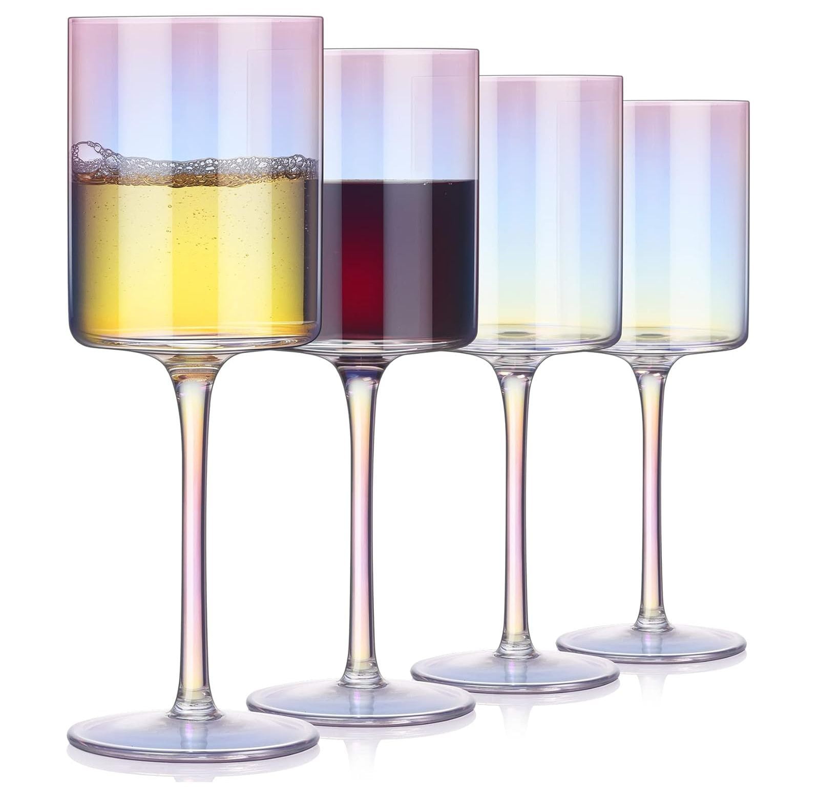 Wine Glasses Square Wine Glasses Set of 4, Large Red & White Wine