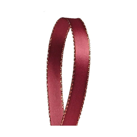 Wine Gold Ribbon | Burgundy Gold Ribbon | Wine Gold Edge Satin Ribbon - 3/8in. x 50 Yards (pm57520331)
