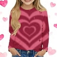 thumbnail image 1 of Wine Gradient Heart Print Girls Long Sleeve Shirt - Sparkly Soft Stretch Crewneck, Easy Care Casual Top for Girls 3-13 Years,Size 3 T, 1 of 5
