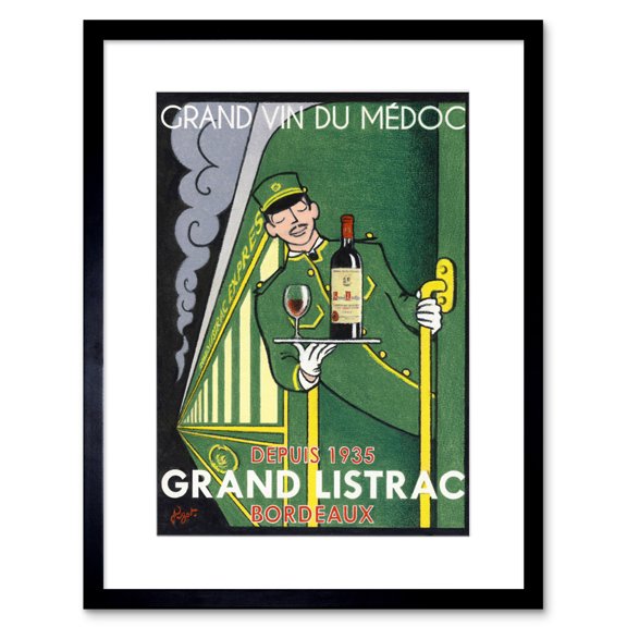 Wine Grand Vin Medoc Listrac Express Artwork Framed Wall Art Print 9X7 Inch