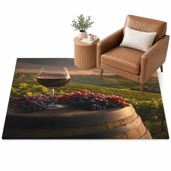 Wine Grapes Area Rug 4'x6', Decoration Barrel Soft Mat Non-Slip ...