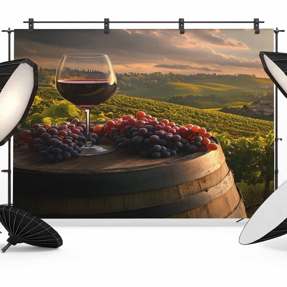 Wine Grapes Photography Backdrop 7x5FT, Decoration Barrel Photo Backdrops, Background for Photography Studio Photo Studio Background, Back Drop for Photoshoot