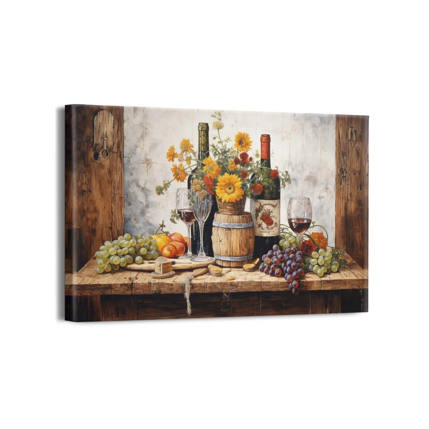 Wine and Grapes Pictures Wall Decor Kitchen Canvas Wall Art Red Wine ...